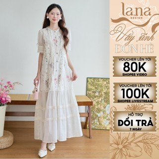 Đầm Diệp An thiết kế LA.NA DESIGN, đầm đuôi cá chất tơ hoa thêu họa tiết thướt tha, nữ tính - V168