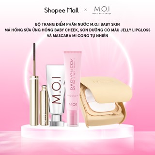 Combo đi biển Phấn nước MOI Baby Skin Cushion, Má hồng sữa Baby Cheek, Mascara, Son dưỡng có màu