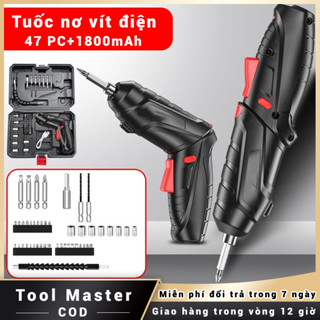 Máy khoan vít cầm tay máy bắn vít pin mini đa năng 47 phụ kiện bắt vít 2 chiều tặng kèm sạc và hộp đựng