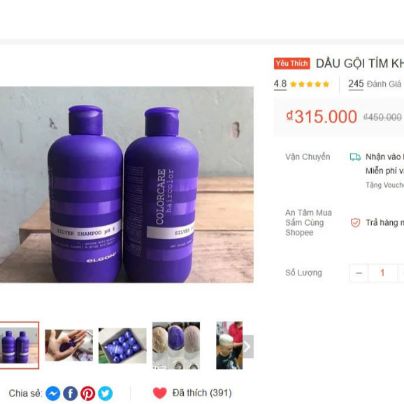 DẦU GỘI TÍM KHỬ VÀNG ELGON SLIVER SHAMPOO