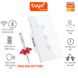 Công Tắc Thông Minh Wifi TUYA Hình Chữ Nhật Cảm Ứng 1-2-3-4 Nút, Sử Dụng App Smartlife, BH 1 Năm