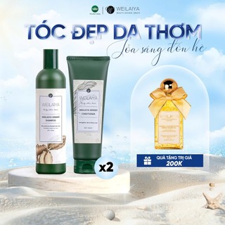  Combo 2 Cặp dầu gội đầu và dầu xả tóc thảo dược Weilaiya gừng trắng giúp ngăn rụng và kích thích mọc tóc 