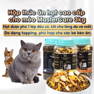 [Tặng Dầu Cá 50ml] Hạt Cho Mèo 3kg Thức Ăn Mèo Con - Trưởng Thành Mix Thịt Sấy Tôm Khô - MASTERCARE