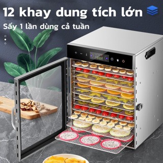 Máy Sấy Thực Phẩm 6/8/12 khay Có thể sấy trái cây, thịt khô và rau củ, giữ nguyên dinh dưỡng, kéo dài thời gian bảo quản