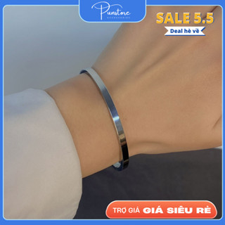 Vòng tay unisex titan không gỉ freesize cao cấp dày dặn Punstore màu bạc đen basic dễ dàng phối đồ - Vòng tay Mobius