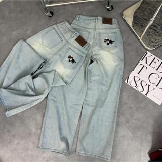 Quần Jeans Nữ Ôngs Suông Thêu Màu Xanh Nhạt Mã76