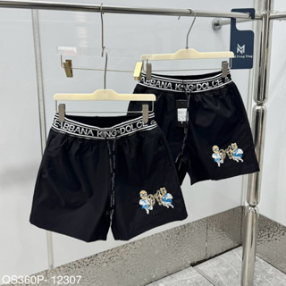 Quần short gió nam PB gió dù thêu logo hình thiên thần tí hon xanh phối dệt sọc chữ eo boy phố QS360P