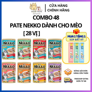  COMBO 48 Pate Nekko Dinh Dưỡng 28 Vị Nội Địa Thái Lan Dùng Cho Mèo Con Mèo Lớn Siêu Tiện Lợi Gói 70G 