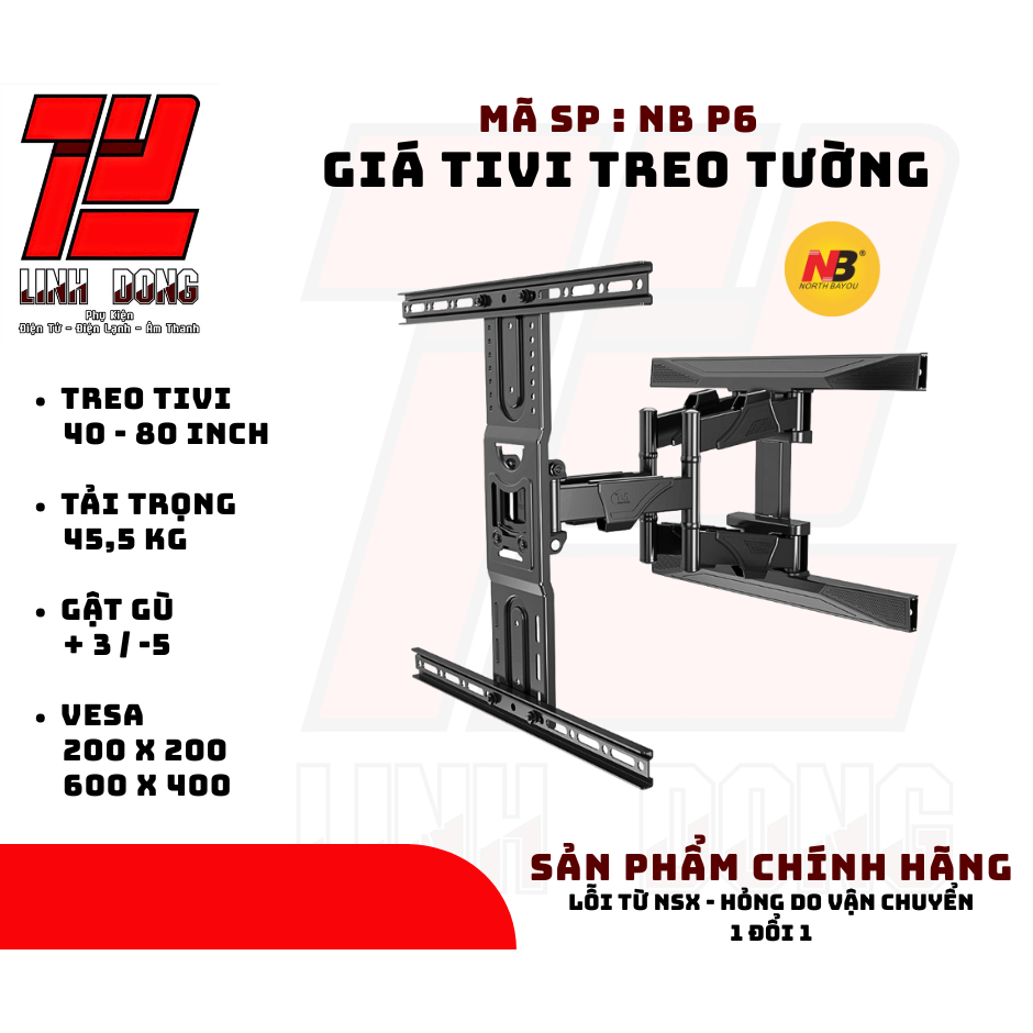 Giá TiVi Treo North Bayou NB P6 - Treo TiVi 40-80 inch - Giá Treo Màn Hình Gắn Tường - Model 2025