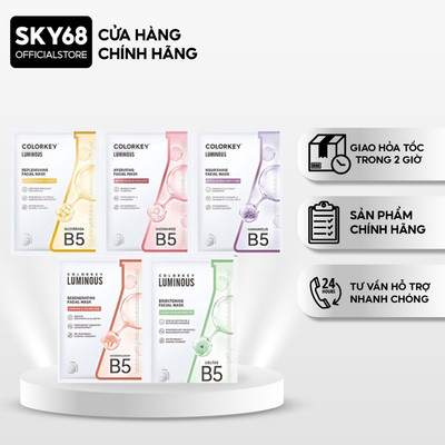 Combo 5 Mặt Nạ Giấy Cấp Ẩm Colorkey Luminous Vitamin B5 Facial Mask 25ml
