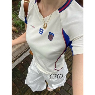 Áo thun nữ Hàn Quốc tay ngắn, kiểu dáng cơ bản, xu hướng mùa hè, cổ chữ V cổ điểncroptopáo baby tee