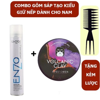 COMBO Gôm xịt tóc nam kèm sáp vuốt tóc VCN cao cấp tặng lược Chaoba giữ nếp 24h, kiểm soát dầu thừa