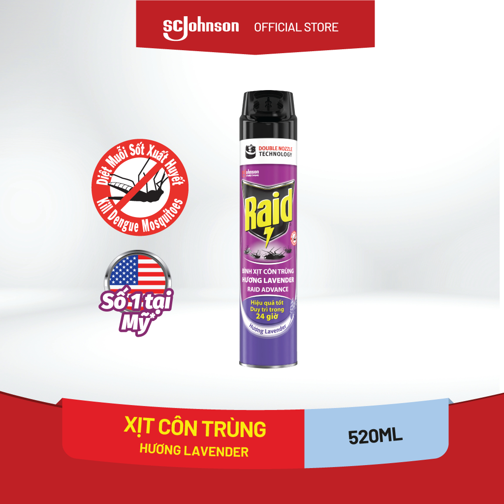 RAID Bình Xịt Côn Trùng Hương Lavender 520ml