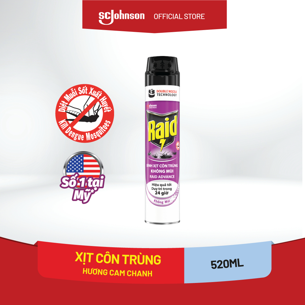 RAID Bình xịt côn trùng Không Mùi 600ml