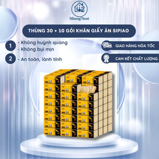 Thùng 30 gói giấy ăn gấu trúc Sipiao siêu dai, 3 lớp thấm hút, mềm mại - Chuẩn nội địa Trung