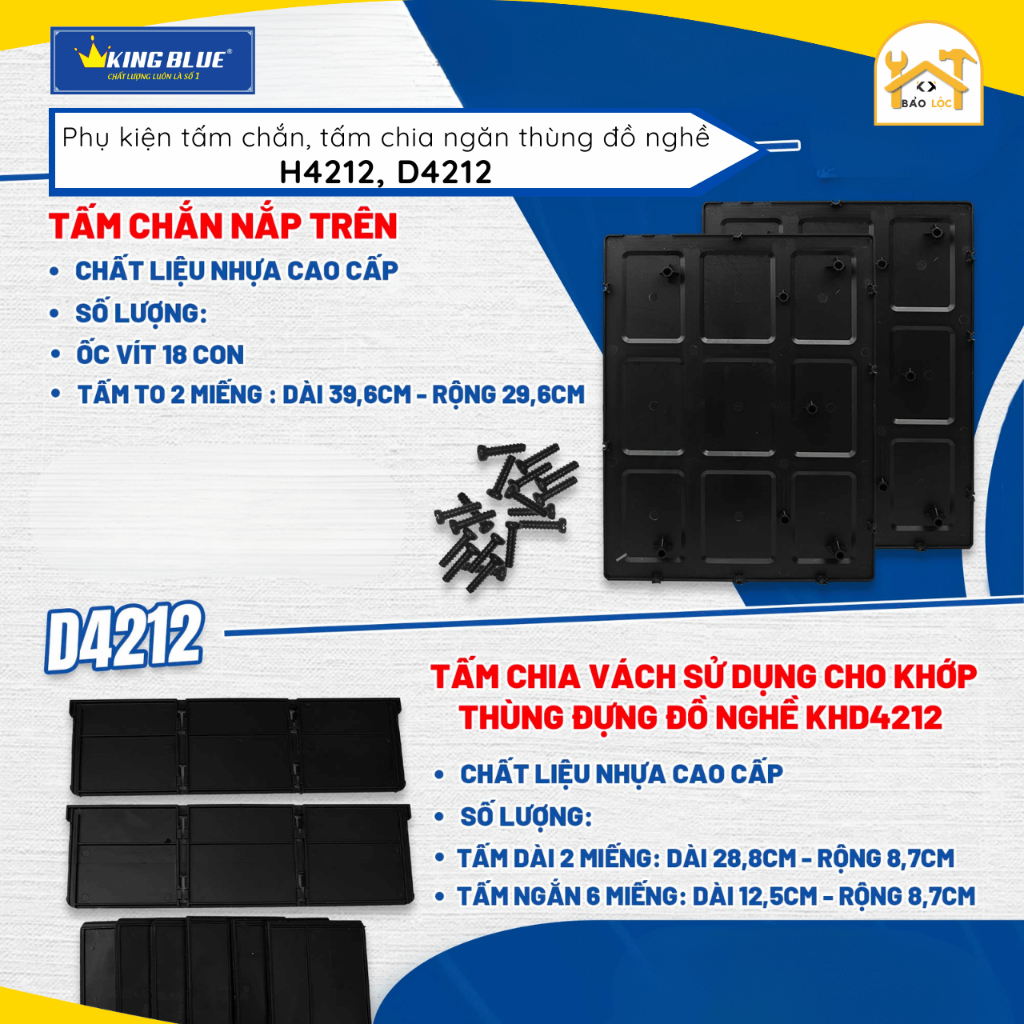 Phụ kiện tấm chắn nắp trên, tấm chia vách sử dụng cho thùng đồ nghề Kingblue KHD4212, KHD4216, KHD42