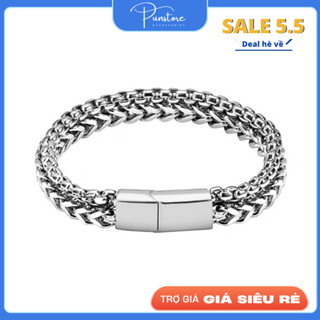 Vòng Tay ST Nam Màu Bạc HipHop Punstore Đẹp Cá Tính Streetwear Thép Titan - Vòng đeo tay ST