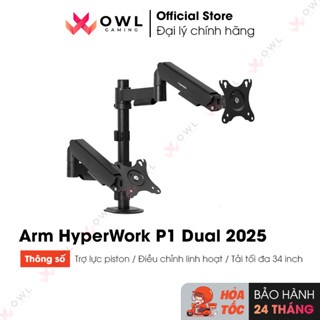 Arm màn hình đôi HyperWork P1 Dual 2025 (Hàng chính hãng)