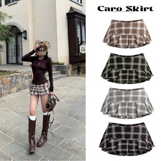 [ CARO SKIRT ] Chân váy caro xếp ly , lệch tà , hack dáng, | BY DANEJI