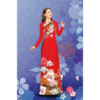ÁO DÀI HOA SƠN TRÀ CO GIÃN BIGSIZE 4X,5X (KHÔNG QUẦN)