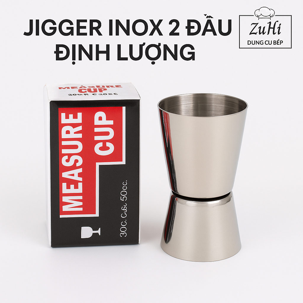 Jigger inox 2 đầu, jigger định lượng pha chế chuyên dùng cho bartender chuyên nghiệp - Zuhi