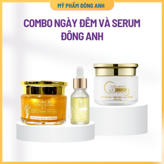 Combo Kem Face Đông Trùng Hạ Thảo, Kem Đêm Sữa Ong Chúa & Serum Collagen X3 - Mỹ Phẩm Đông Anh