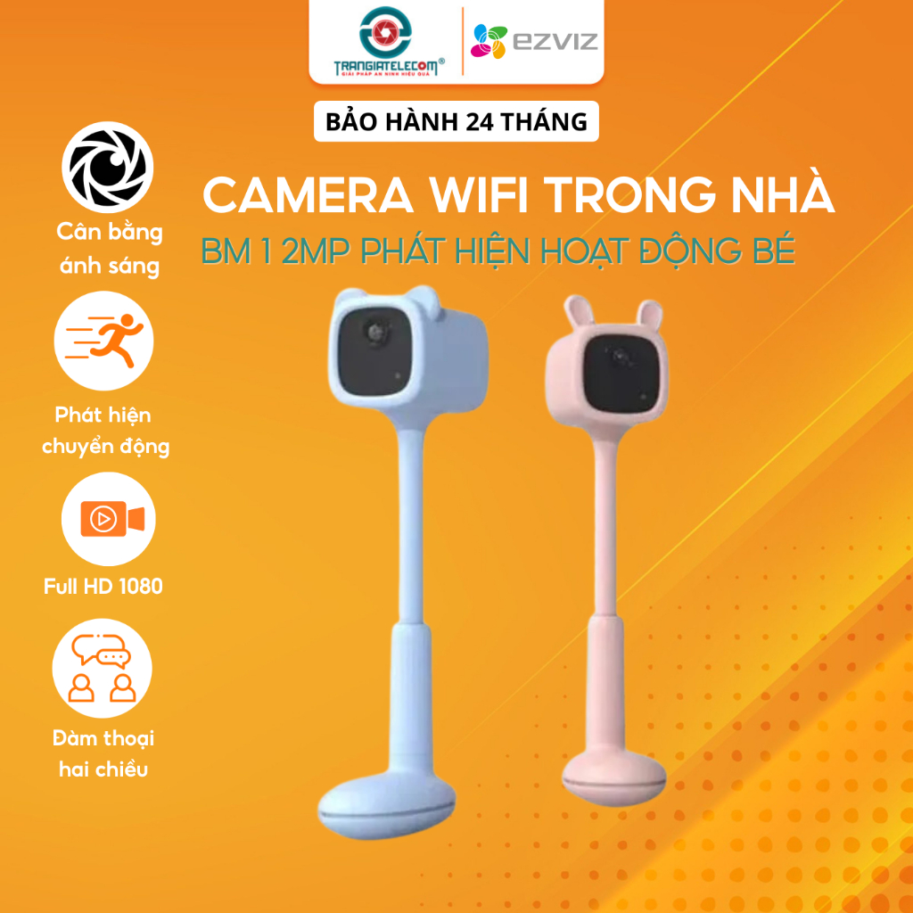 Camera không dây pin sạc IP WIFI EZVIZ BM1 trông trẻ phát hiện tiếng khóc - TRANGIATELECOM