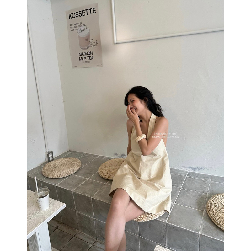 Hiwon Dress | Đầm Cổ Yếm Chữ A Thô Mộc Cao Cấp ( ảnh chính chủ )