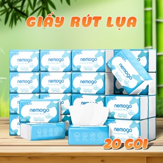 Giấy rút thùng 20 gói lớn Nemogo 4 lớp siêu dai, giấy ăn gấu trúc mềm mịn Nemogo