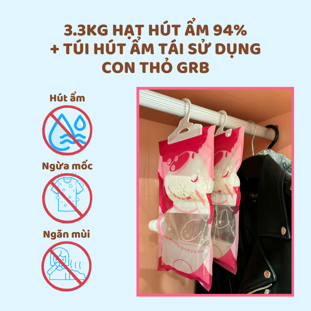 Túi hút ẩm tái sử dụng Con Thỏ GRB (3.3kg)