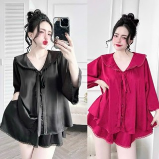 Bộ đùi tay lững trơn mẫu mới , đồ bộ pijama lụa , pijama nữ giá rẻ , đồ bộ nữ , pizama nữ , bộ ngủ , pijama p97