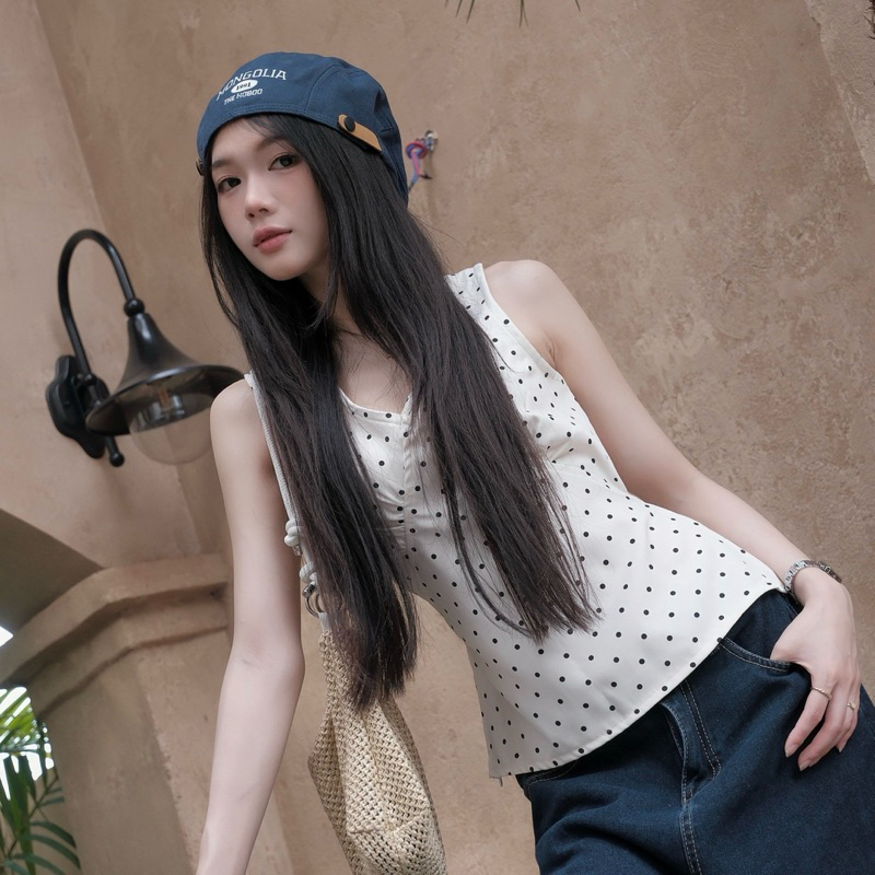 Collection Chấm Bi, Baby Doll, Áo Tay Ngắn, Áo Ba Lỗ , Váy Chữ A polka dot top | BigBuy360 - bigbuy360.vn