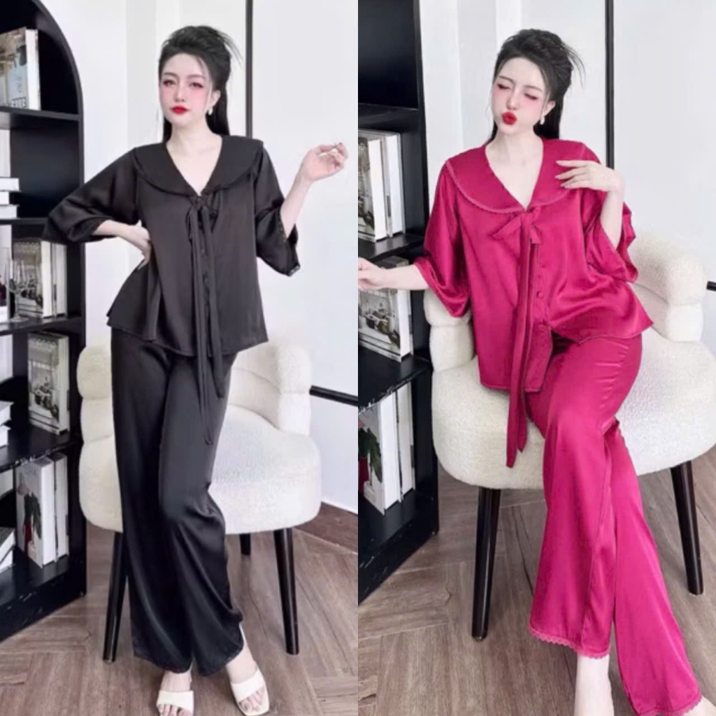 Bộ tay lững trơn lụa latin size dưới 60kg , đồ bộ pijama lụa , pijama nữ , đồ bộ nữ , pizama nữ , bộ