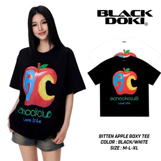 Áo thun form boxy BLACKDOKI-Bitten apple , áo phông basic cotton 280gsm tay lỡ form rộng nam nữ cổ tròn Menswear Women