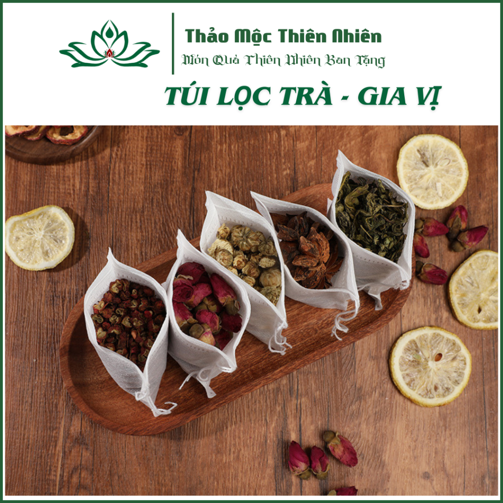 Túi Lọc Trà Thảo Mộc Thiên Nhiên dùng để lọc trà hoa, cà phê, sữa hạt, gia vị nấu ăn lốc 100 cái