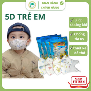 Khẩu Trang 5D Thịnh Phát Trẻ Em Từ 0-15 Tuổi An Toàn Ôm Mặt Dễ Thở, Chống Bụi Mịn, Ngăn Giọt Bắn