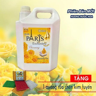  Nước xả vải Thái Lan thơm lâu hương Encheanteru 5KG  5000ml  - hương nước hoa tặng 1 miếng rửa chén kim tuyến 