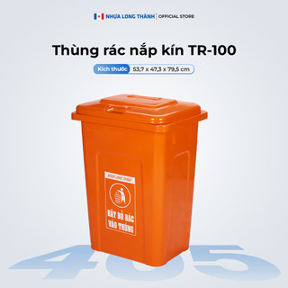  Thùng rác công nghiệp NHỰA LONG THÀNH 100 Lít nắp kín 