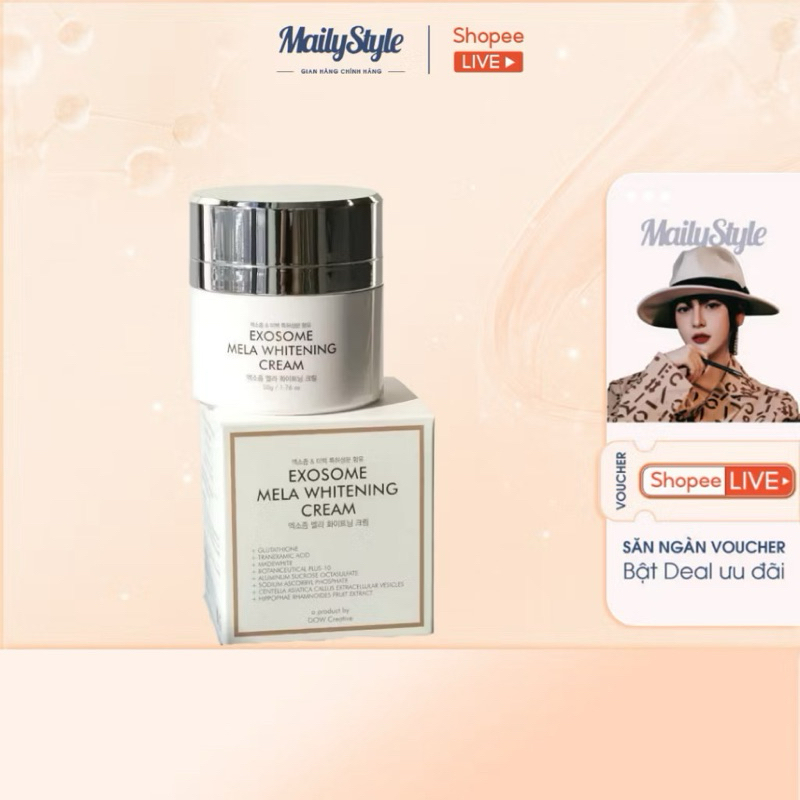 C85_ Kem Dưỡng Da Hỗ Trợ Dưỡng Trắng, Giảm Thâm Mờ Nám DOW Exosome Mela Whitening Cream 50G