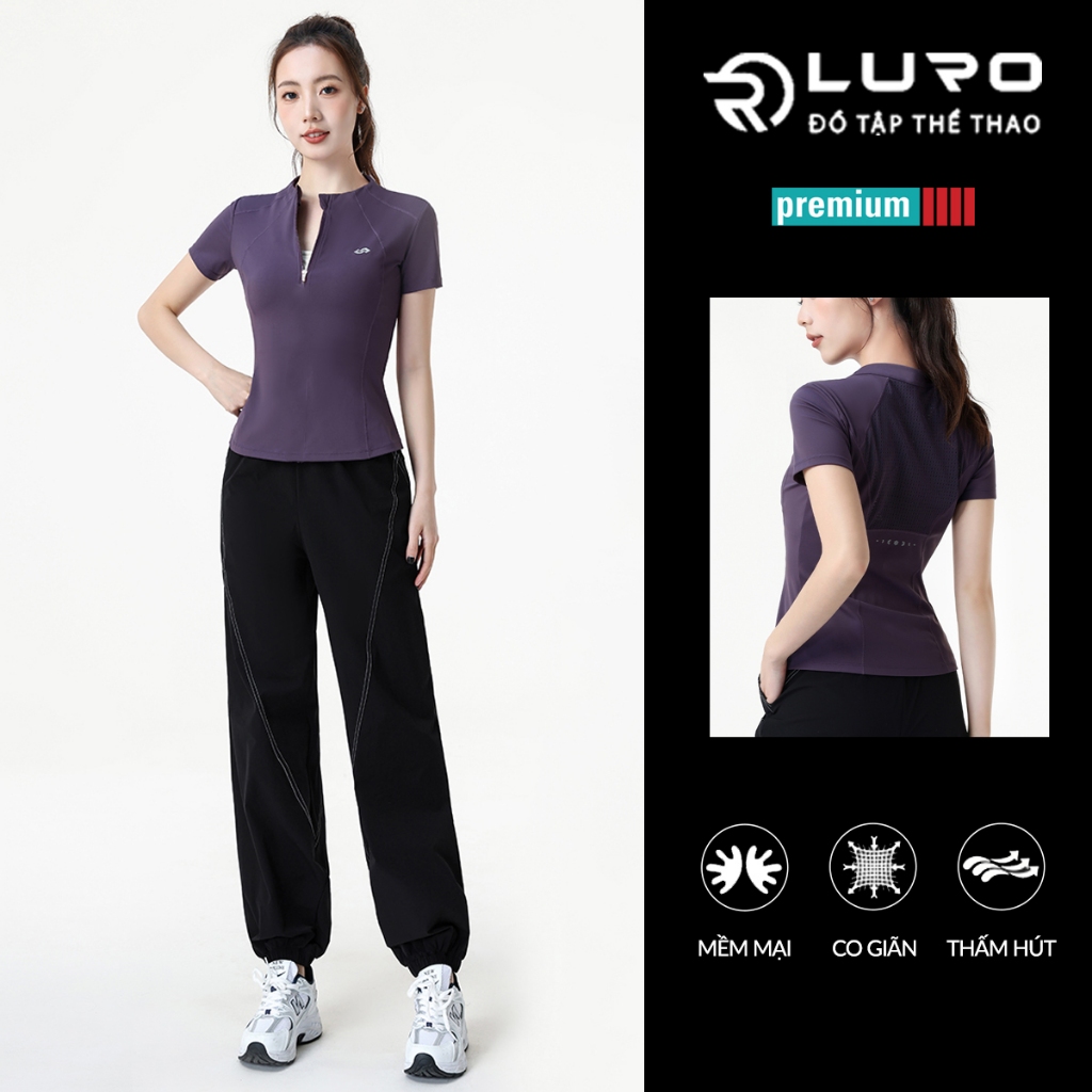 Bộ tập thể thao nữ Luro S1076N, quần jogger và áo tâp gym yoga cao cấp, chất co giãn, thoáng mát