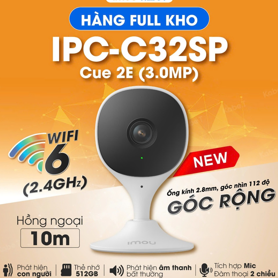 Camera Trong Nhà IMOU C32SP 3MP / C32EP 3MP - Góc Rộng, Đàm Thoại 2 Chiều, Còi Báo Động, Đế Nam Châm