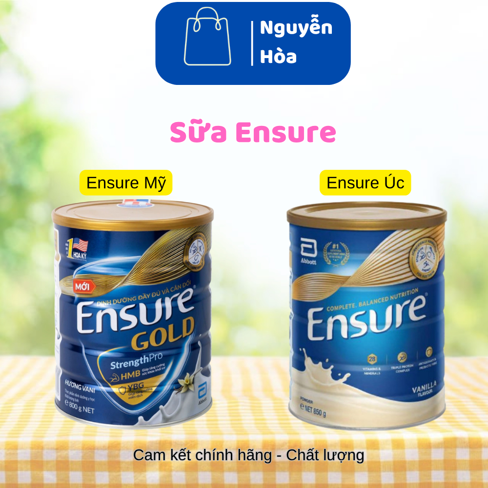 Sữa Ensure Gold Mỹ HMB 850g và Ensure Úc 850g chính hãng bổ sung dinh dưỡng tăng cường sức khỏe ngườ