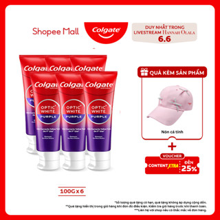 [Hannah Olala x Colgate] Bộ 6 Kem Đánh Răng Colgate Optic White Purple 100g - công nghệ sắc tím, hiệu chỉnh sắc vàng