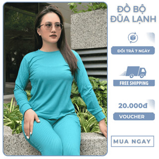 Đồ bộ ủ kem áo cổ tròn quần ôm thun gân siêu hót từ 55kg và 65kg phong cách hiện đại siêu mịn màng thấm hút mồ hôi M8