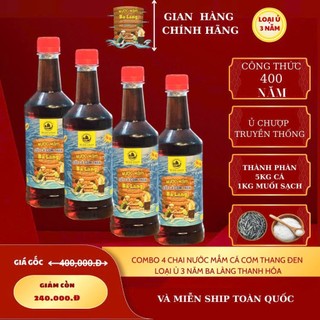  Nước mắm cốt cá cơm 3 năm ba làng thanh hóa   combo 4 chai 500ml   