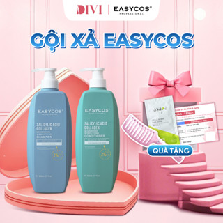   Tơi Phồng Tóc  Dầu Gội Xả Collagen EASYCOS 800ML Sạch Gàu Nấm Kiềm Dầu Dưỡng Ẩm và Phục Hồi Tóc Hư Tổn - Mỹ phẩm Divi 