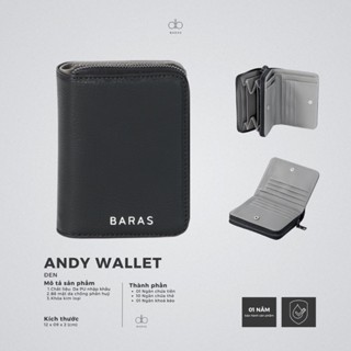  Ví nam gập đứng & khoá kéo - ANDY WALLET – BARAS VIETNAM - Ví da nam 