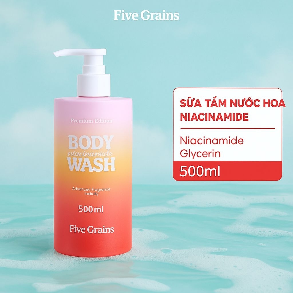 [Chính Hãng] Sữa Tắm Five Grains Body Wash Niacinamide - Dưỡng Trắng, Thơm Lâu, 500ml