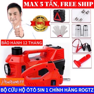 Bộ dụng cụ cứu hộ ô tô 5 in 1 ROGTZ, kích gầm, tháo siết ốc, bơm hơi, đèn pin, BH 12 tháng toàn quốc