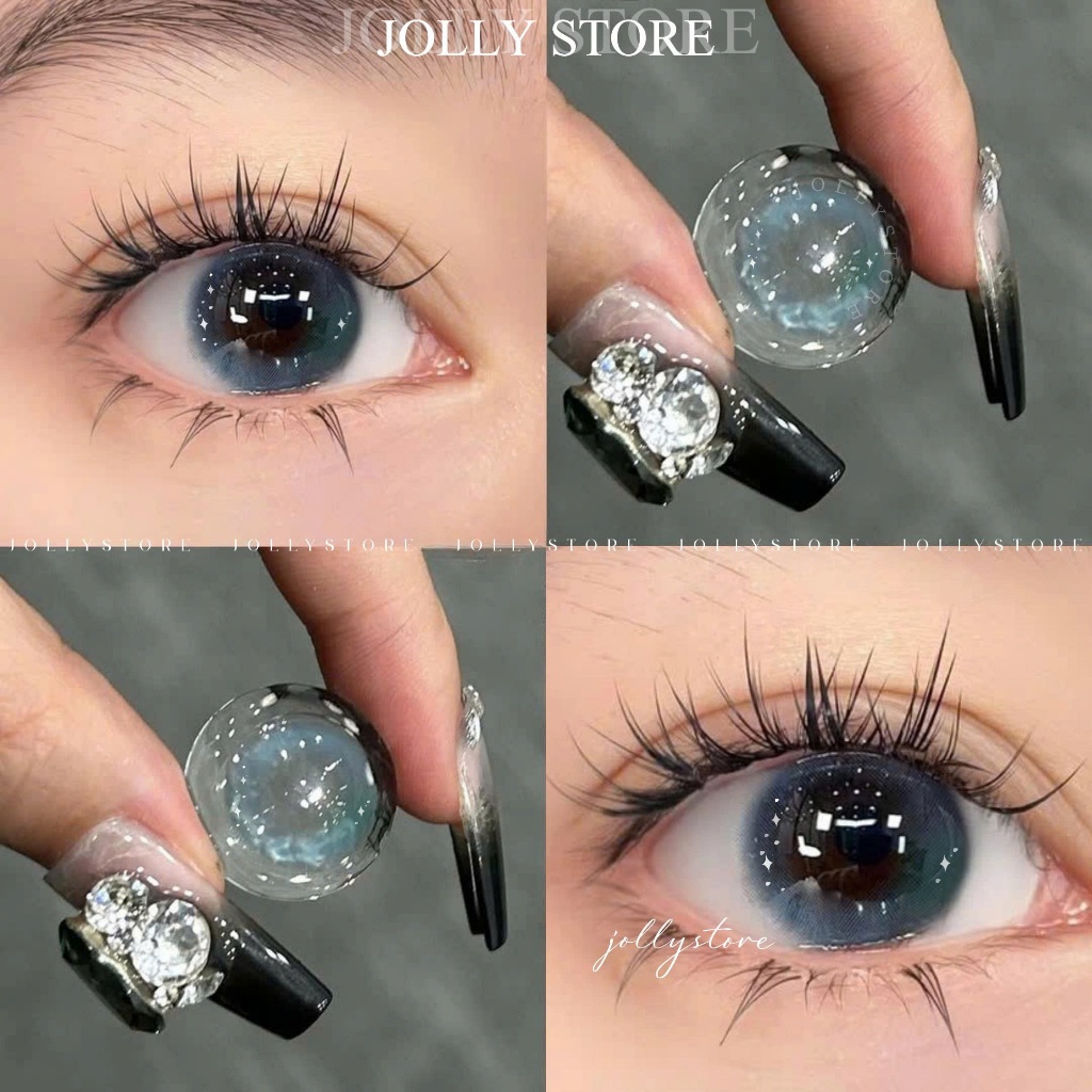 [6M] Lens mắt xanh đại dương kim tuyến bling 101 Blue JOLLY STORE / Kính áp tròng 14.2mm LUNA EYES C